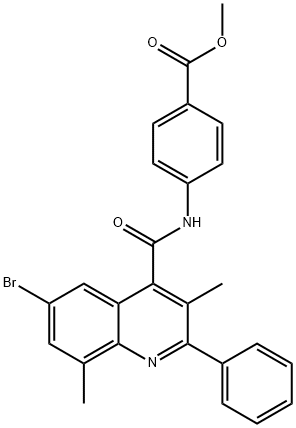 methyl 4-(6-bromo-3,8-dimethyl-2-phenylquinoline-4-carboxamido)benzoate 结构式