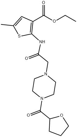 ethyl 5-methyl-2-(2-(4-(tetrahydrofuran-2-carbonyl)piperazin-1-yl)acetamido)thiophene-3-carboxylate 结构式