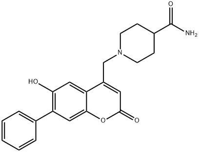 1-[(6-hydroxy-2-oxo-7-phenyl-2H-chromen-4-yl)methyl]piperidine-4-carboxamide 结构式