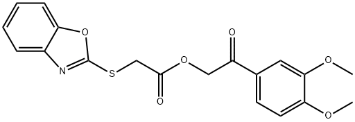 2-(3,4-dimethoxyphenyl)-2-oxoethyl (1,3-benzoxazol-2-ylsulfanyl)acetate 结构式