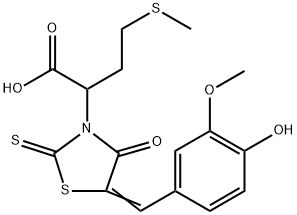 2-[5-(4-hydroxy-3-methoxybenzylidene)-4-oxo-2-thioxo-1,3-thiazolidin-3-yl]-4-(methylsulfanyl)butanoic acid 结构式