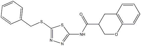 N-[5-(benzylsulfanyl)-1,3,4-thiadiazol-2-yl]-3,4-dihydro-2H-chromene-3-carboxamide 结构式