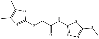 2-[(4,5-dimethyl-1,3-oxazol-2-yl)thio]-N-[5-(methylthio)-1,3,4-thiadiazol-2-yl]acetamide 结构式