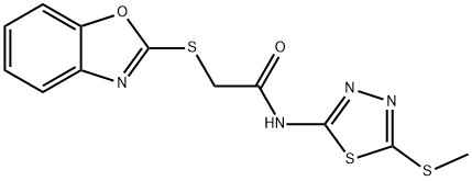 2-(1,3-benzoxazol-2-ylthio)-N-[5-(methylthio)-1,3,4-thiadiazol-2-yl]acetamide 结构式