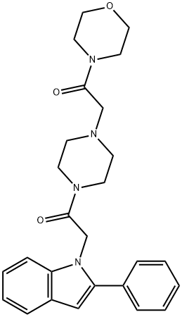 1-(morpholin-4-yl)-2-{4-[(2-phenyl-1H-indol-1-yl)acetyl]piperazin-1-yl}ethanone 结构式