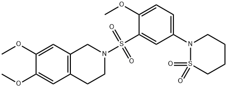 2-{[5-(1,1-dioxido-1,2-thiazinan-2-yl)-2-methoxyphenyl]sulfonyl}-6,7-dimethoxy-1,2,3,4-tetrahydroisoquinoline 结构式