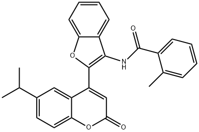 2-methyl-N-{2-[2-oxo-6-(propan-2-yl)-2H-chromen-4-yl]-1-benzofuran-3-yl}benzamide 结构式