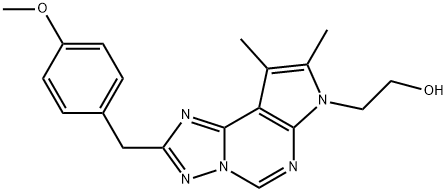 2-[2-(4-methoxybenzyl)-8,9-dimethyl-7H-pyrrolo[3,2-e][1,2,4]triazolo[1,5-c]pyrimidin-7-yl]ethanol 结构式