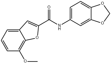 N-(1,3-benzodioxol-5-yl)-7-methoxy-1-benzofuran-2-carboxamide 结构式