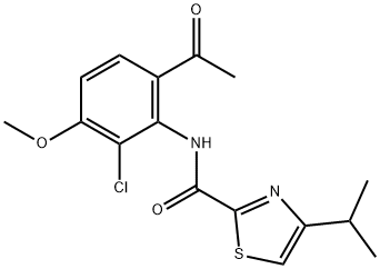 N-(6-acetyl-2-chloro-3-methoxyphenyl)-4-isopropylthiazole-2-carboxamide 结构式