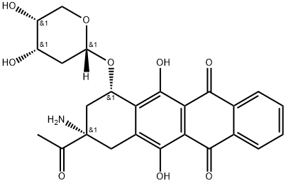 (7S-顺式)-9-乙酰基-9-氨基-7-[(2-脱氧-ALPHA-D-赤式-吡喃戊糖基)氧基]-7,8,9,10-四氢-6,11-二羟基-5,12-并四苯醌 结构式