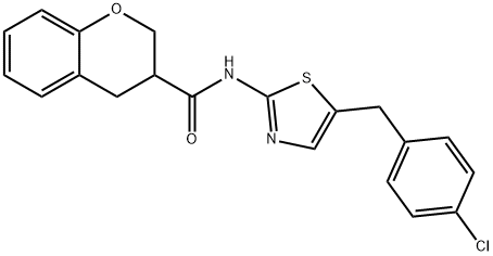 N-[5-(4-chlorobenzyl)-1,3-thiazol-2-yl]-3,4-dihydro-2H-chromene-3-carboxamide 结构式