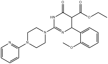 ethyl 6-(2-methoxyphenyl)-4-oxo-2-[4-(pyridin-2-yl)piperazin-1-yl]-1,4,5,6-tetrahydropyrimidine-5-carboxylate 结构式