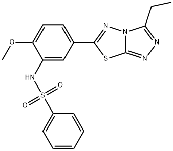 N-[5-(3-ethyl[1,2,4]triazolo[3,4-b][1,3,4]thiadiazol-6-yl)-2-methoxyphenyl]benzenesulfonamide 结构式