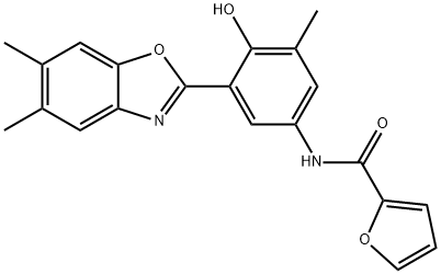 N-[3-(5,6-dimethyl-1,3-benzoxazol-2-yl)-4-hydroxy-5-methylphenyl]furan-2-carboxamide 结构式