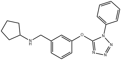 N-{3-[(1-phenyl-1H-tetrazol-5-yl)oxy]benzyl}cyclopentanamine 结构式