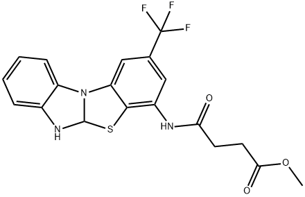 methyl 4-oxo-4-((2-(trifluoromethyl)-5a,6-dihydrobenzo[d]benzo[4,5]imidazo[2,1-b]thiazol-4-yl)amino)butanoate 结构式