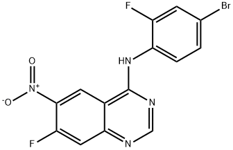 (4-bromo-2-fluoro-phenyl)-(7-fluoro-6-nitro-quinazolin-4-yl)-amine 结构式