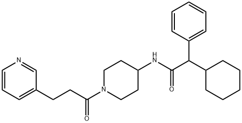 2-环己基-2-苯基-N-[1-(3-吡啶-3-基丙酰基)哌啶-4-基]乙酰胺 结构式