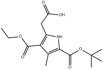 2-(5-(叔丁氧羰基)-3-(乙氧羰基)-4-甲基-1H-吡咯-2-基)乙酸 结构式