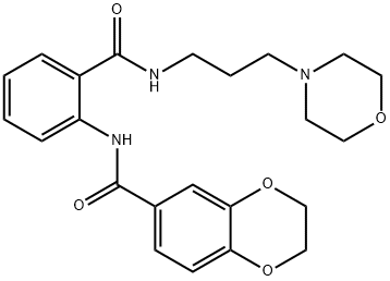 N-(2-{[3-(morpholin-4-yl)propyl]carbamoyl}phenyl)-2,3-dihydro-1,4-benzodioxine-6-carboxamide 结构式