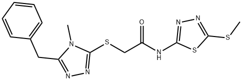 2-[(5-benzyl-4-methyl-4H-1,2,4-triazol-3-yl)thio]-N-[5-(methylthio)-1,3,4-thiadiazol-2-yl]acetamide 结构式