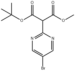 1-叔-丁基 3-甲基 2-(5-溴嘧啶-2-基)丙二酸酯 结构式