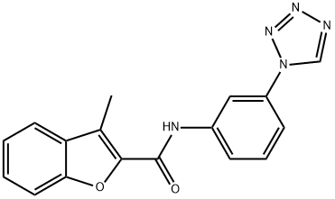 3-methyl-N-[3-(1H-tetrazol-1-yl)phenyl]-1-benzofuran-2-carboxamide 结构式