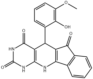 2,4-dihydroxy-5-(2-hydroxy-3-methoxyphenyl)-5H-indeno[2',1':5,6]pyrido[2,3-d]pyrimidin-6(11H)-one 结构式