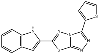 2-[3-(thiophen-2-yl)[1,2,4]triazolo[3,4-b][1,3,4]thiadiazol-6-yl]-1H-indole 结构式