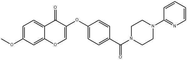 7-methoxy-3-(4-{[4-(pyridin-2-yl)piperazin-1-yl]carbonyl}phenoxy)-4H-chromen-4-one 结构式