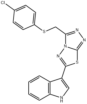 3-(3-{[(4-chlorophenyl)sulfanyl]methyl}[1,2,4]triazolo[3,4-b][1,3,4]thiadiazol-6-yl)-1H-indole 结构式