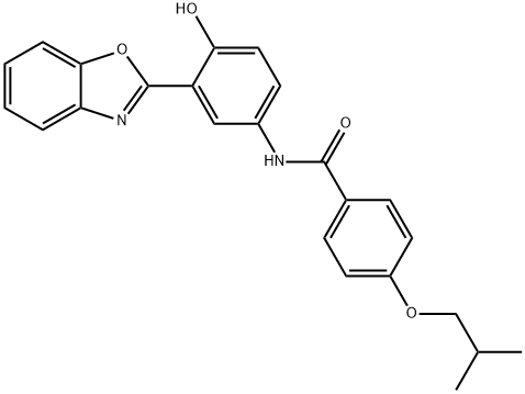 N-[3-(1,3-benzoxazol-2-yl)-4-hydroxyphenyl]-4-(2-methylpropoxy)benzamide 结构式