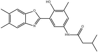 N-[3-(5,6-dimethyl-1,3-benzoxazol-2-yl)-4-hydroxy-5-methylphenyl]-3-methylbutanamide 结构式