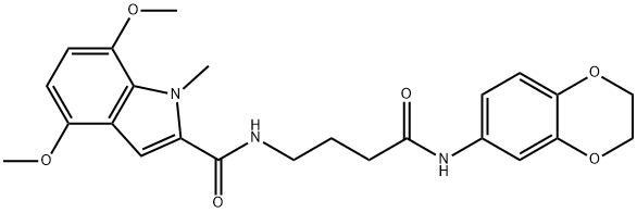 N-[4-(2,3-dihydro-1,4-benzodioxin-6-ylamino)-4-oxobutyl]-4,7-dimethoxy-1-methyl-1H-indole-2-carboxamide 结构式