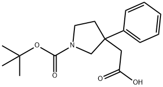 2-(1-(叔丁氧羰基)-3-苯基吡咯烷-3-基)乙酸 结构式