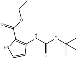 3-((叔丁氧基羰基)氨基)-1H-吡咯-2-甲酸乙酯 结构式