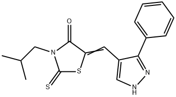 (5Z)-3-(2-methylpropyl)-5-[(3-phenyl-1H-pyrazol-4-yl)methylidene]-2-thioxo-1,3-thiazolidin-4-one 结构式