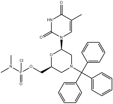 N,N-二甲基氯亚膦酰胺 [(2S,6R)-6-(3,4-二氢-5-甲基-2,4-二氧代-1(2H)-嘧啶基)-4-(三苯基甲基)-2-吗啉基]甲基酯 结构式