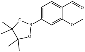 2-甲氧基-4-(4, 4, 5, 5-四甲基乙基-1, 3, 2-二氧硼烷醇-2-基) 苯甲醛 结构式