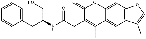 N-(1-benzyl-2-hydroxyethyl)-2-(3,5-dimethyl-7-oxo-7H-furo[3,2-g]chromen-6-yl)acetamide 结构式