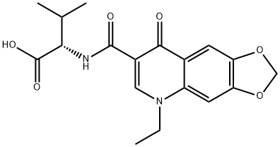 (2S)-2-[(5-ethyl-8-oxo-[1,3]dioxolo[4,5-g]quinoline-7-carbonyl)amino]-3-methyl-butanoic acid 结构式