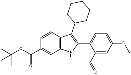 tert-butyl 3-cyclohexyl-2-(2-formyl-4-methoxyphenyl)-1H-indole-6-carboxylate 结构式