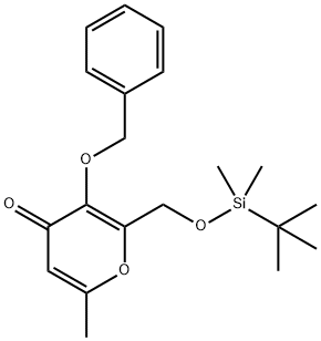 3-(苄氧基)-2-(((叔-丁基二甲基甲硅烷基)氧代)甲基)-6-甲基-4H-吡喃-4-酮 结构式