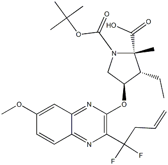 (2S,3S,4R)-1-TERT-BUTYL 2-METHYL 4-((3-(1,1-DIFLUOROBUT-3-EN-1-YL)-7-METHOXYQUINOXALIN-2 -YL)OXY)-3-ETHYLPYRROLIDINE-1,2-DICARBOXYLAT 结构式