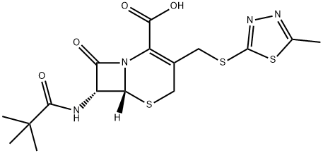(6R,7R)-7-[(2,2-dimethylpropanoyl)amino]-3-[[(5-methyl-1,3,4-thiadiazol-2-yl)sulfanyl]methyl]-8-oxo-5-thia-1-azabicyclo[4.2.0]oct-2-ene-2-carboxylic acid 结构式