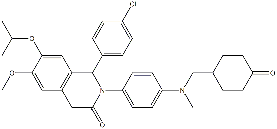 1-(4-chlorophenyl)-7-isopropoxy-6-methoxy-2-(4-(methyl((4-oxocyclohexyl)methyl)amino)phenyl)-1,2-dihydroisoquinolin-3(4H)-one 结构式