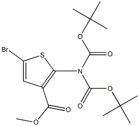 2-(二-BOC-氨基)-5-溴噻吩-3-甲酸甲酯 结构式