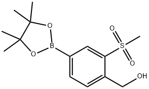 (2-(METHYLSULFONYL)-4-(4,4,5,5-TETRAMETHYL-1,3,2-DIOXABOROLAN-2-YL)PHENYL)METHANOL 结构式