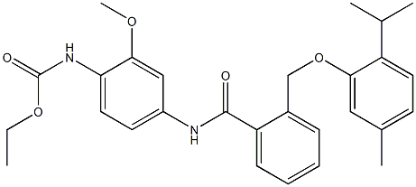 ethyl (4-(2-((2-isopropyl-5-methylphenoxy)methyl)benzamido)-2-methoxyphenyl)carbamate 结构式